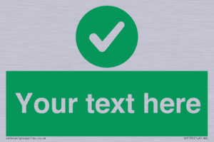 Custom green background, green circle with tick